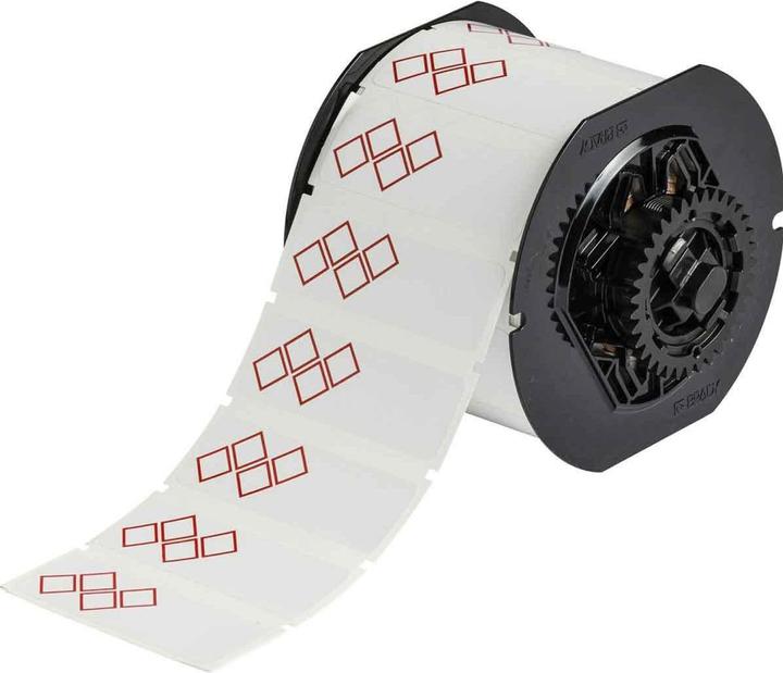 Productafbeelding Brady B30-18-7569-CLP4C, Vinyl, Rood op wit, glanzend, 76,20 x 25,40 mm, Layout 4C (2 x 2 rood Ra (8.13 cm)