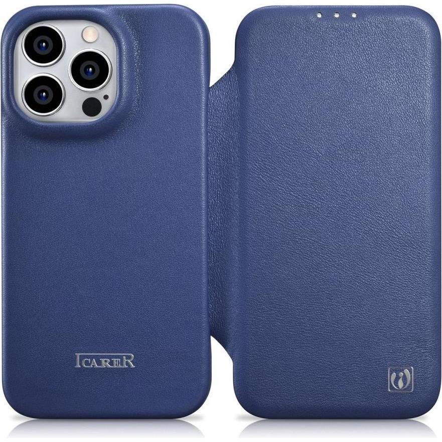 iCarer CE Premium Leather Folio Case iPhone 14 Pro Magnetic Flip Leather Folio Case MagSafe Blue (WM (Apple iPhone 14 Pr...