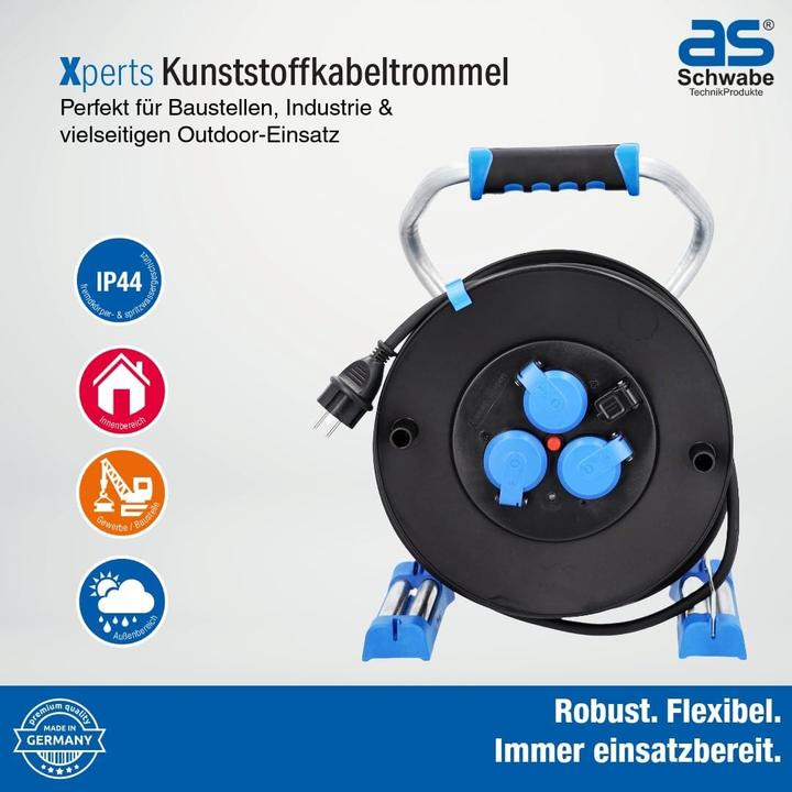 Produktbild As - Schwabe Kunststoffkabeltrommel mit USB (33 m, 2.50 mm²)