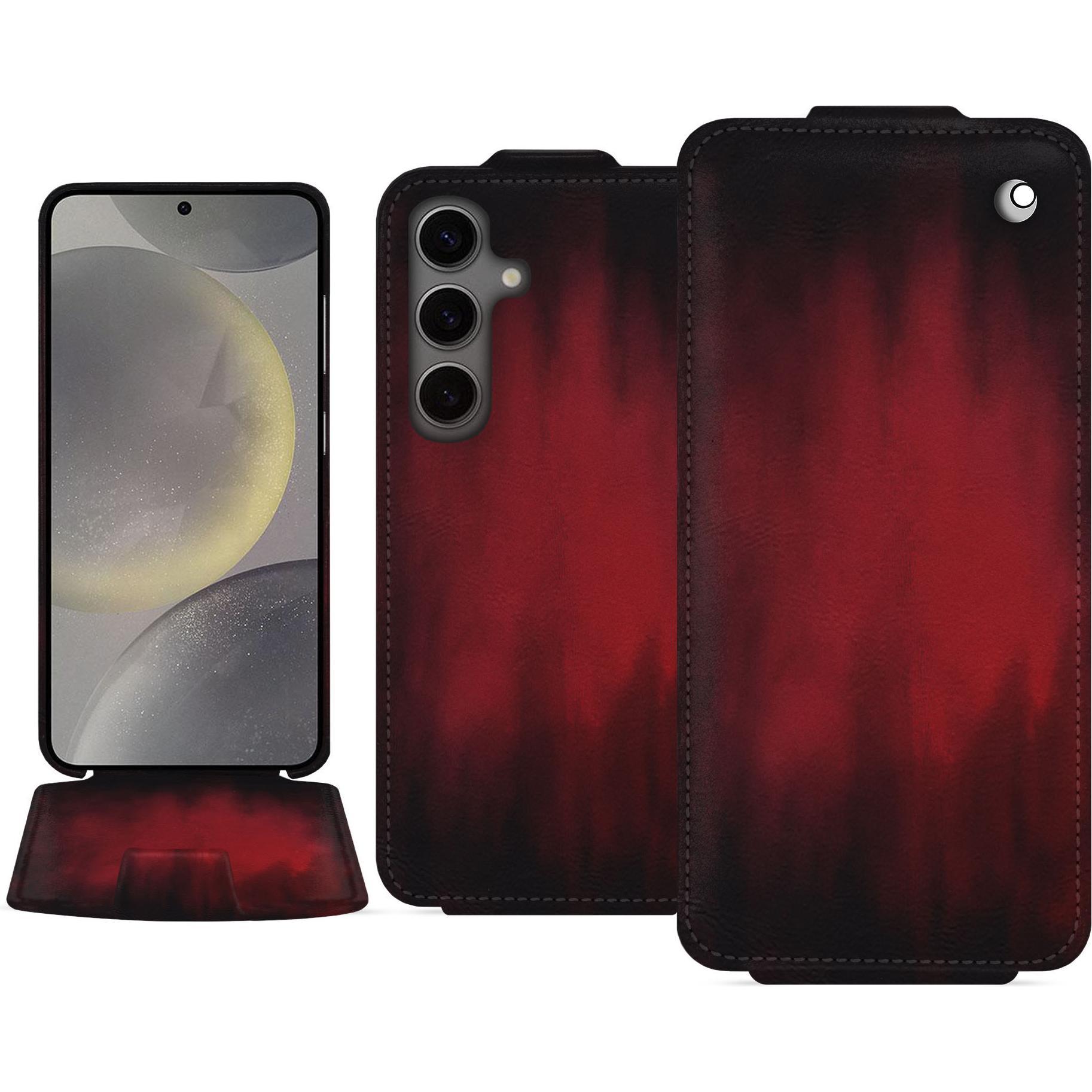 Thumbnail - Noreve Lederschutzhülle vertikal (Samsung Galaxy S24), Smartphone Hülle, Rot