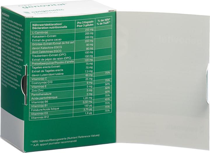 Nutritional values and ingredients Epigenovital more swing fit and active 90 caps (90 Piece, Capsules, 86 g)