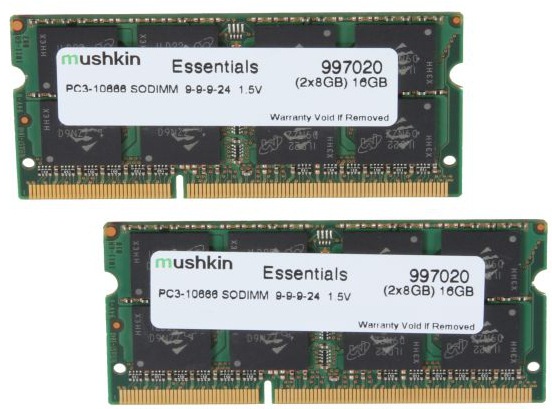 Mushkin Laptop Geheugen DDR3 SO-DIMM 16GB 1333-9 Essent Dual (2 x 8GB, 1333 MHz, DDR3 RAM, SO-DIMM)