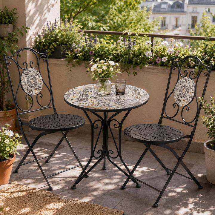 Produktbild HTI-Living Gartentisch Metall Schwarz Algier (55 x 68 cm)