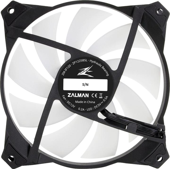Actual product image Zalman ZM-IF120 Milky aRGB Fan infinity effect 1,200 RPM A 55.2CFM (120 mm, 1 x)