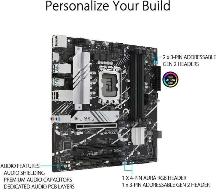 Image du produit ASUS PRIME B760M-A D4-CSM (LGA 1700, Intel B760, mATX)