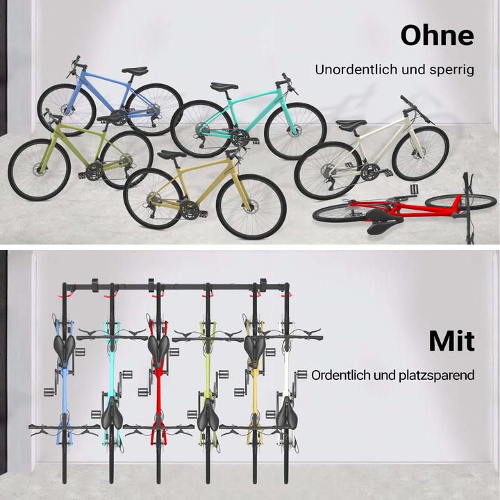 Actual product image Wiltec Bicycle wall mount 6 bicycles 160.4x18x10.5cm 150kg Bicycle mount