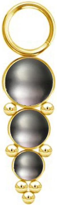 Produktbild Star Piercing Anhänger vergoldet drei Perlen schwarz mit Kugeln (ohne Messing, Chirurgenstahl 316L)