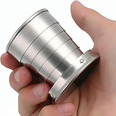 Produktbild JTI Faltbarer Becher aus Edelstahl mit Karabiner