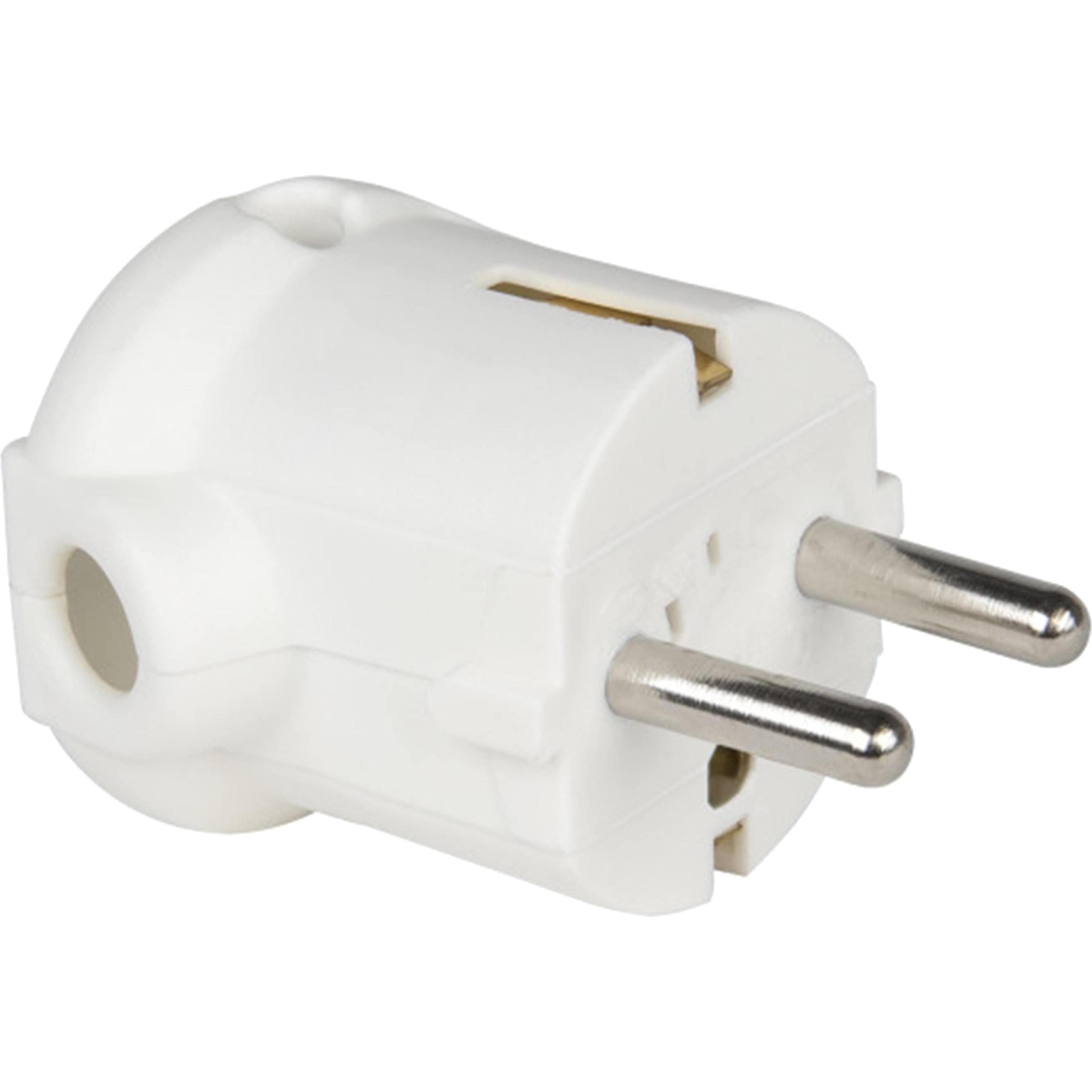 PCE, Netzstecker + Netzkupplung, Schutzkontaktstecker PP 2SL, seitlich, weiss