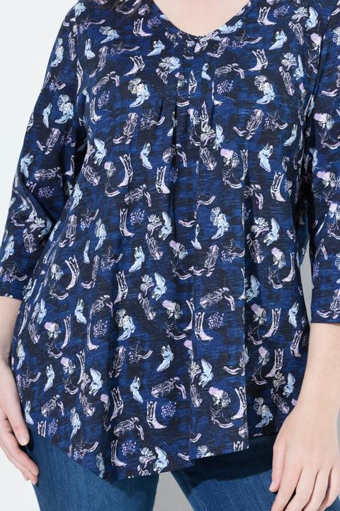 Actual product image Ulla Popken Asymmetric Cowboy Boot Print Tee (68)