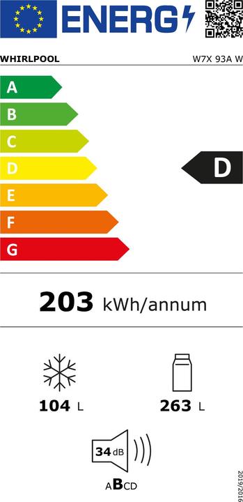 Energy Label Whirlpool W7X 93A W (367 l)
