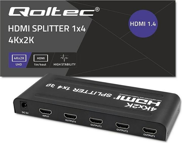 Produktbild Qoltec 51798 Aktiver HDMI-Splitter 4 x HDMI 4K x 2K | 3 4 Gbit/s