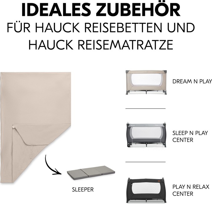 Actual product image Hauck Travel Bed Mattress Cover Beige (60 x 120 cm)
