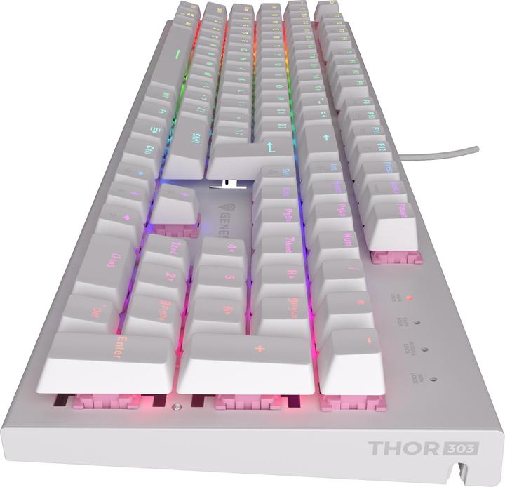 Immagine prodotto Genesis Klawiatura Dla Graczy Thor 303 Us Podswietlenie RGB Mechaniczna Silent Switch Biala Hot Swap (US, Cablato)