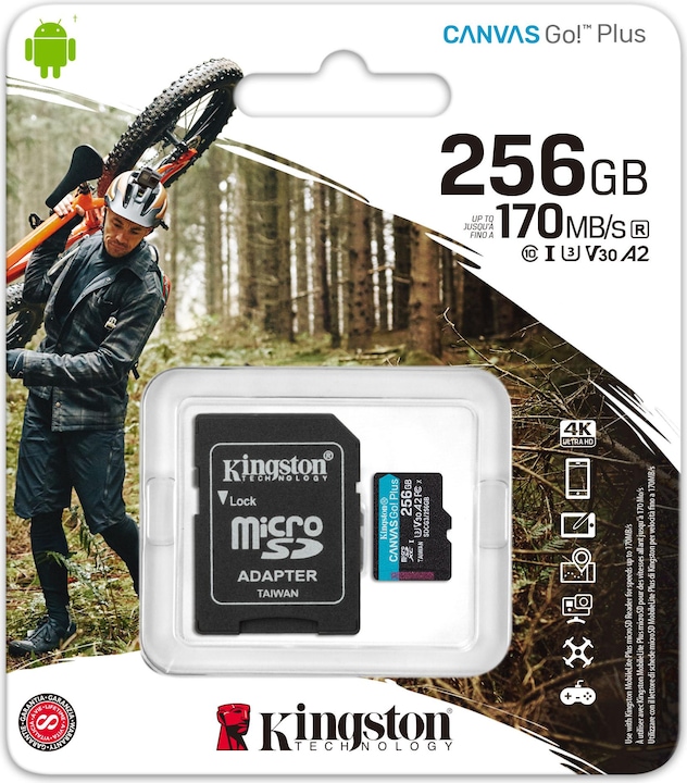 Productafbeelding Kingston Canvas Go! Plus microSD (256 GB, microSDXC, U3, UHS-I)