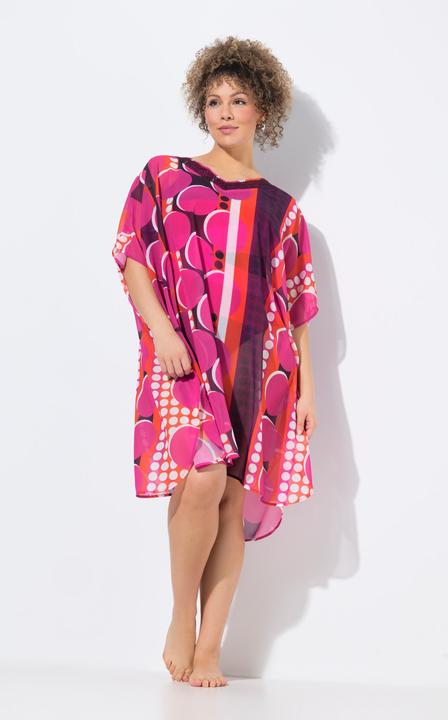 Produktbild Ulla Popken Tunika, Chiffon, Punkte, Oversized, V-Ausschnitt, Halbarm (42, 44, 46, 48)