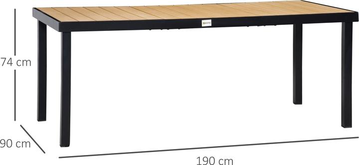 Produktbild Outsunny Esstisch mit Alurahmen (190 x 90 x 74 cm)