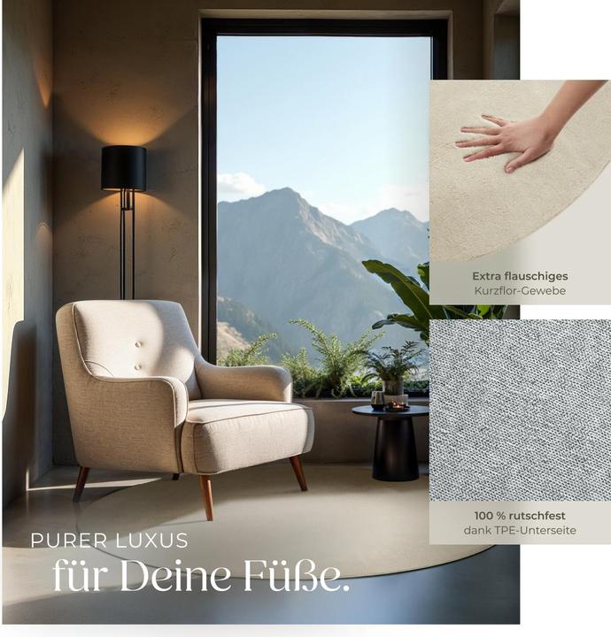 Actual product image tectake Kurzflorteppich Soft Zone (120 x 120 cm)