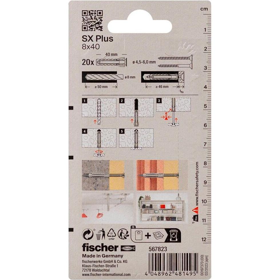 Thumbnail - Fischer, Dübel, Dübel SX Plus 8x40 K (20) (20 Stk.)