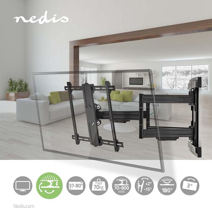 Image du produit Nedis Support TV mural entièrement mobile TVWM6551BK (Mur, 70 kg, 37" - 80")