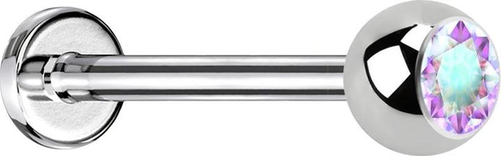 Actual product image Star Piercing Micro Threadless Labret silver with ball crystal multicolour (without brass, Surgical steel 316L)