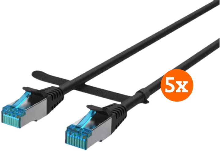 Productafbeelding Bluebuilt Netwerkkabel STP CAT6 0,5 meter Zwart 5-pak (STP, CAT6, 0.50 m)