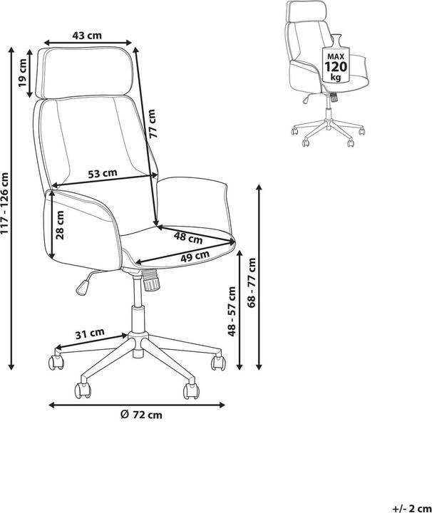 Produktbild Beliani Bürostuhl beige höhenverstellbar PILOT