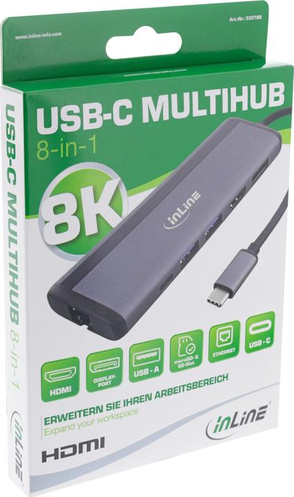 Actual product image InLine 8-in-1 USB-C multihub (USB-C, 5 ports)