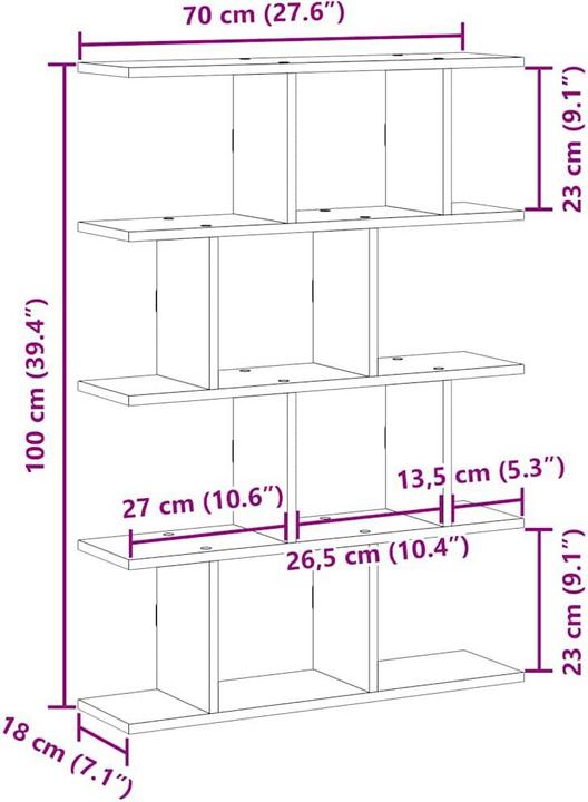 Actual product image vidaXL Cube shelf 12 compartments (70 x 18 x 100 cm)