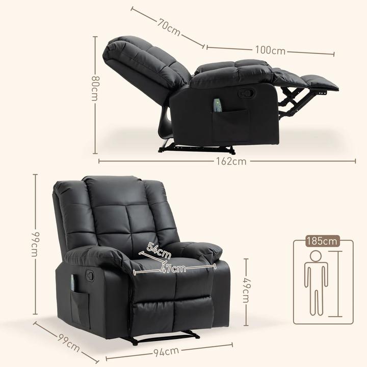 Image du produit Homcom Fauteuil de massage avec fonction de couchage et télécommande