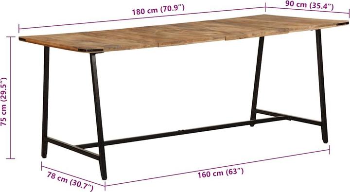 Actual product image vidaXL Esstisch (180 x 90 x 75 cm)