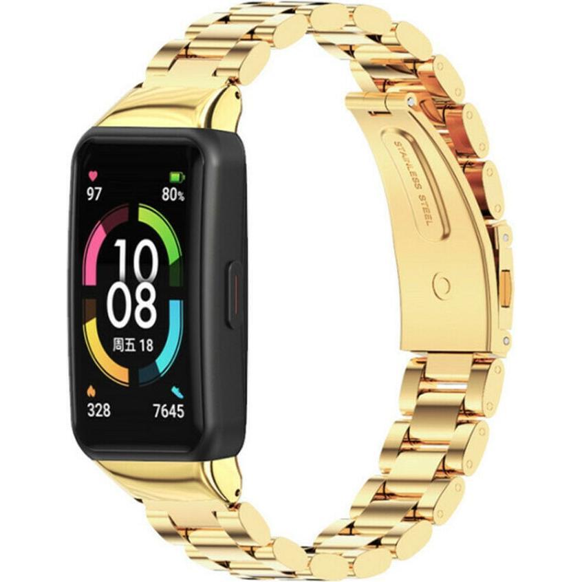 Strap-it Stahlband (Edelstahl, Honor Band 6), Uhrenarmband, Gold