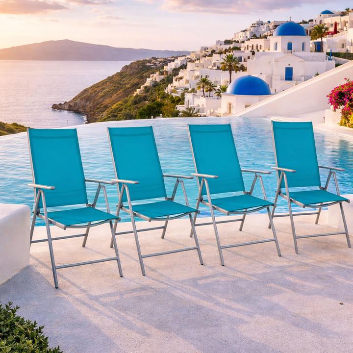 Actual product image Mojawo 4er Set Garten Klappstuhl Aluminium - Textilen Silbergrau/Petrol