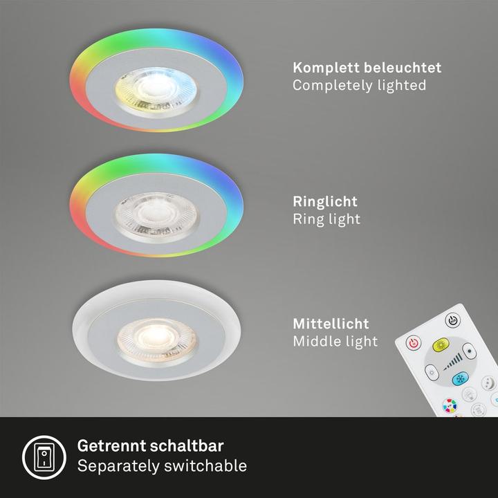 Produktbild Briloner LED Einbauleuchten-Set, mit RGB-LED, chrom-matt, 3xLED/5W, IP44 (460 lm)