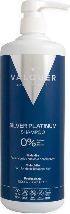 Image du produit Valquer Shampooing pour cheveux blonds et gris Silver Platinium (1 L) (1000 ml, Shampoing liquide)