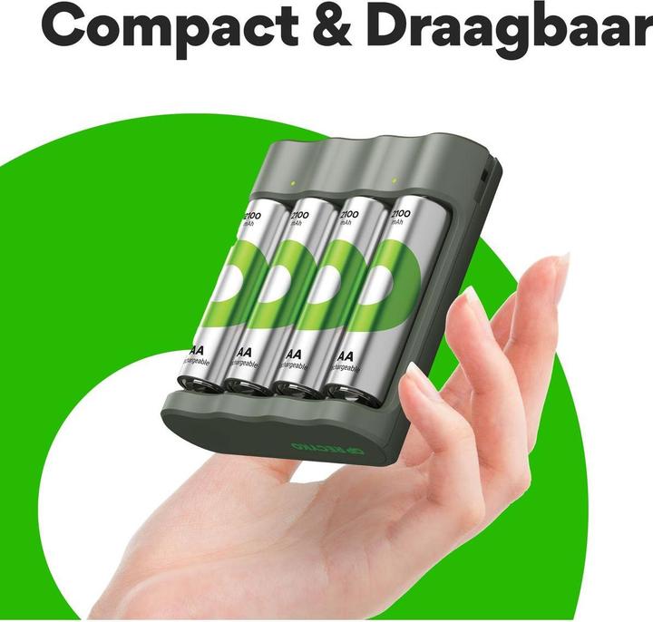 Actual product image GP Batteries GP ReCyko Everyday Battery Charger, B441 (USB), incl. 4 x AA 2100 mAh Batteries (4 pcs., AA, AAA, Battery + charger)