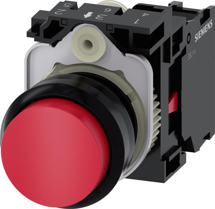 Actual product image Siemens Pushbutton 1f rt rnd Ř22mm 1Ö 3SU1100-0BB20-1CA0