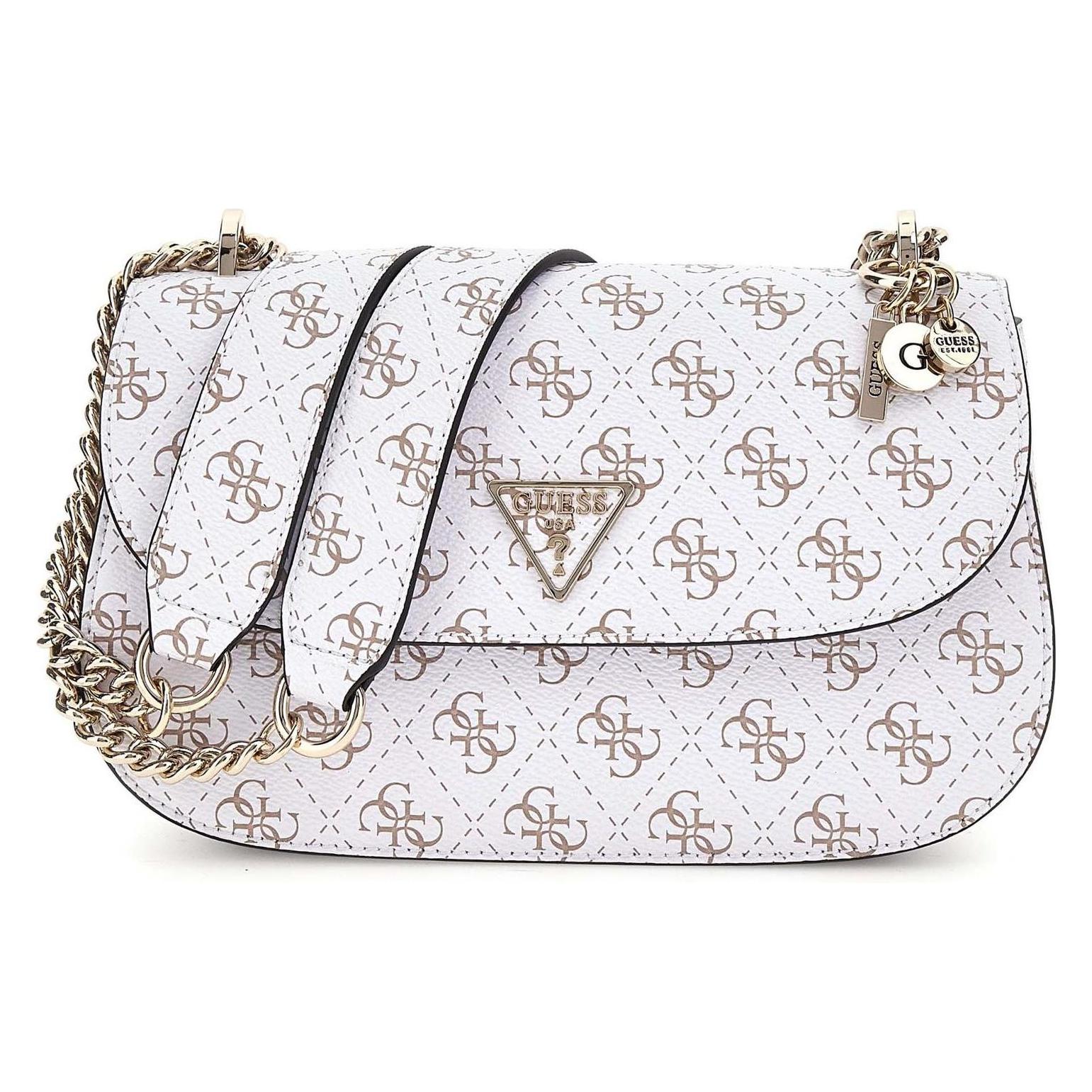 Guess, Damen, Handtasche, Eco Erica Convertible Xbody Flap Bag, Weiss