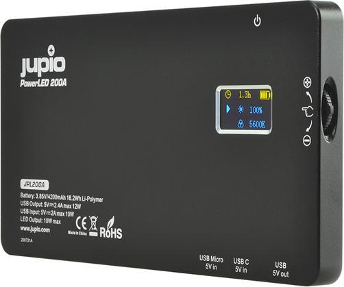 Actual product image Jupio Powerled 200 Built-In PowerBank Alu (4200 mAh, 12 W, 16.20 Wh)
