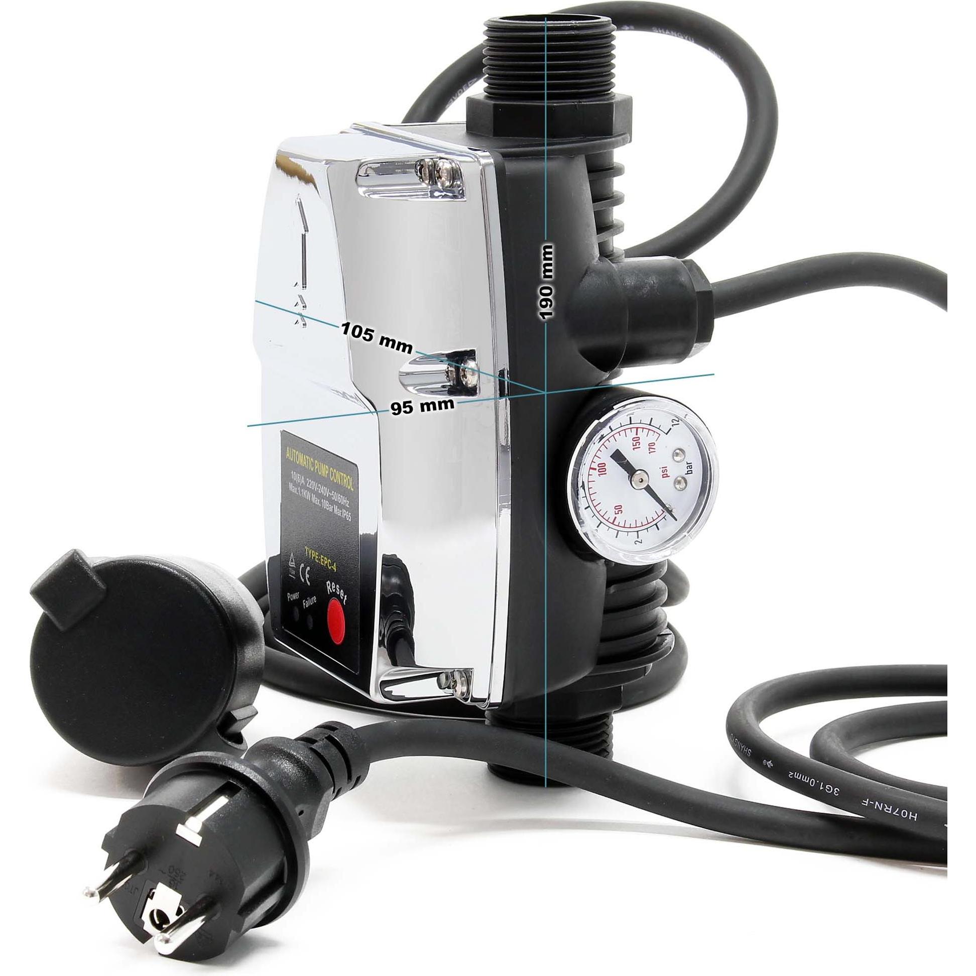 Thumbnail - Wiltec, Wasserpumpe, Druckschalter Kabel EPC-4 230V 1-phasig Pumpensteuerung Hauswasserwerk (Hauswasserpumpe)