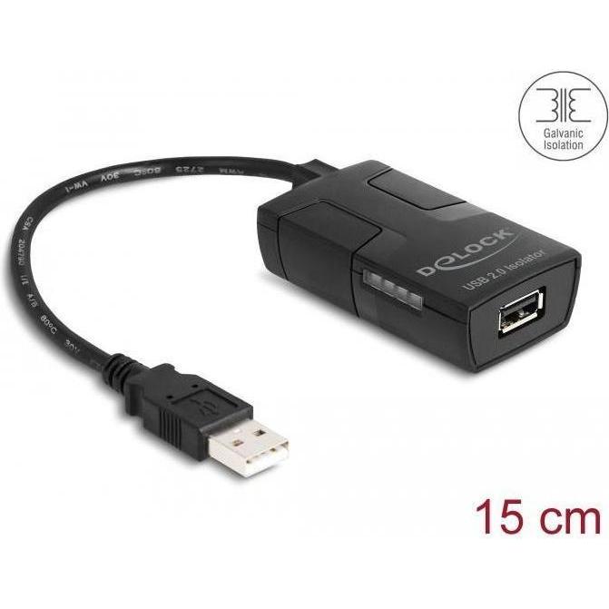 Delock Isolator USB 2.0 Typ-A Stecker zu Buchse mit 5 kV Iso (0.15 m, USB 2.0), USB Kabel