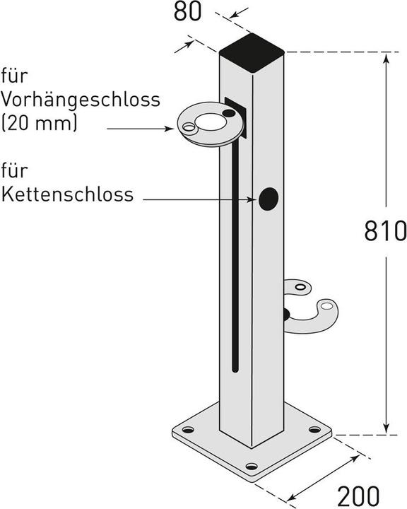 Image du produit Moravia Support pour trottinettes, 2 emplacements, acier 80 x 80 mm, galvanisé à chaud