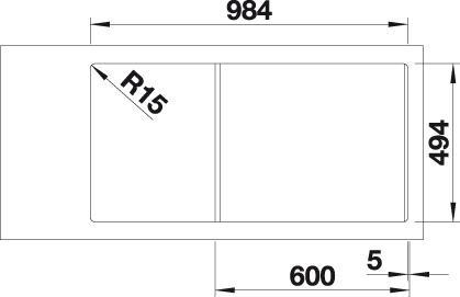 Produktbild Blanco Collectis 6 S (Aufsatzspülbecken, Einbauspüle mit Abtropffläche, 100 cm, 51 cm)