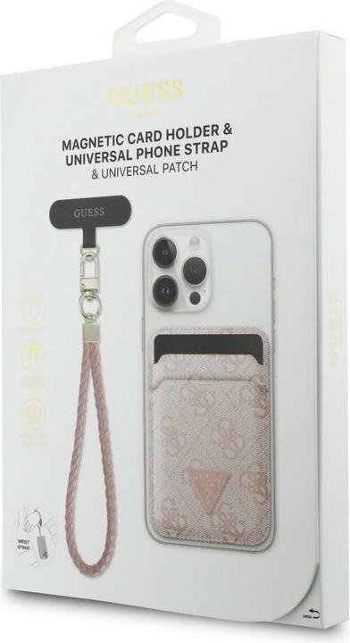 Produktbild Guess Zestaw portfel + hand strap triangle MagSafe różowy