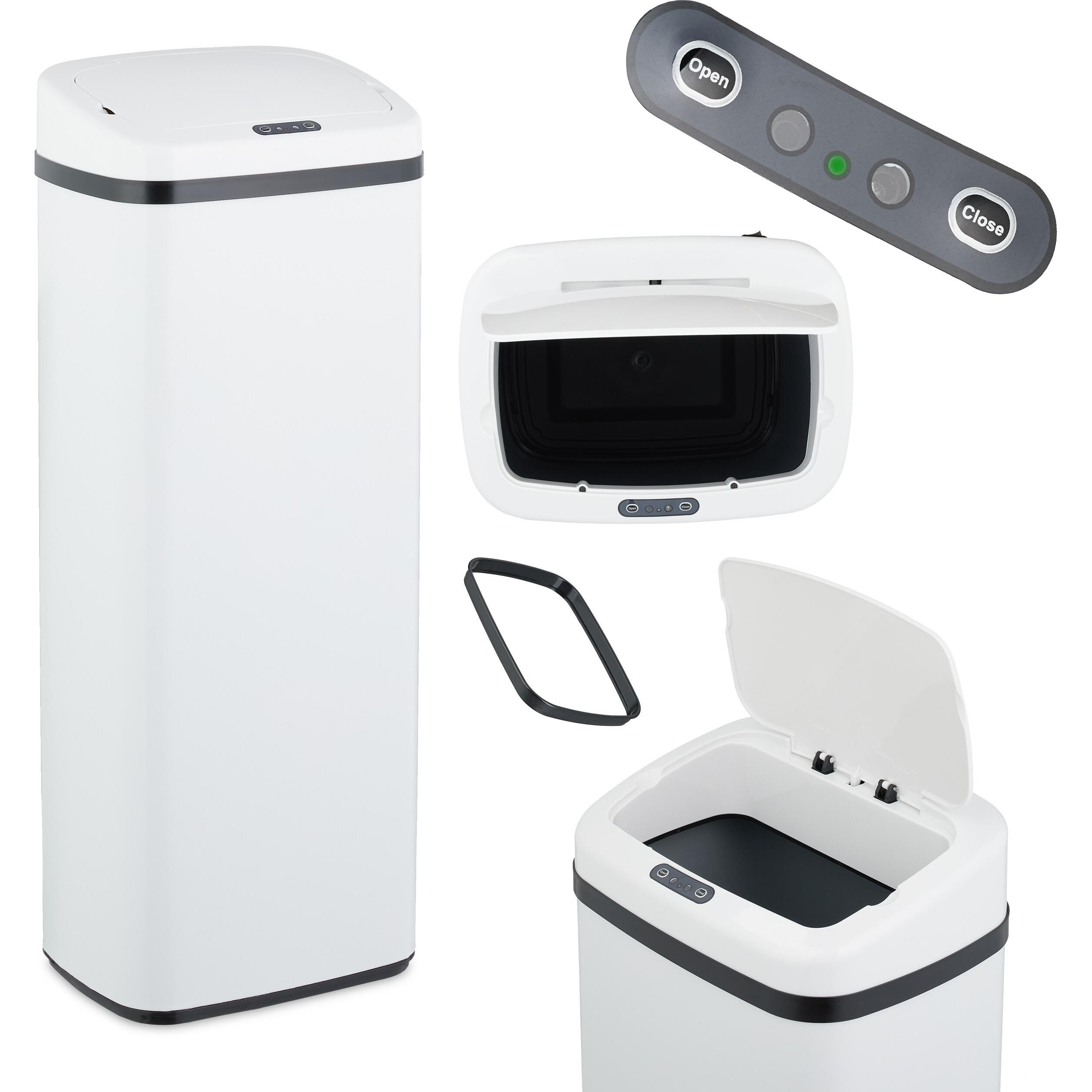 Relaxdays Sensor-Mülleimer, Abfalleimer, Weiss