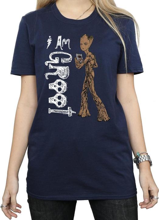 Actual product image Womens/Ladies Avengers Infinity War I Am Teenage Groot Cotton Boyfriend T-Shirt (L)