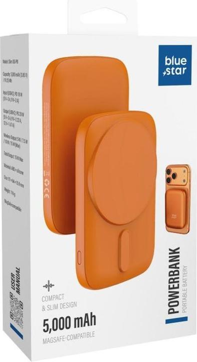 Produktbild Power bank Blue Star Powerbank compatible with MagSafe Blue Star Slim DG-P8 15W 5000 mAh orange (5000 mAh, 15 W, 19.25 Wh)