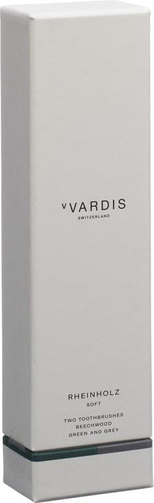 Produktbild vVardis RHEINHOLZ Holzzahnbürste Soft hellgrau/schwarz+grün/schwarz (Weich, 2 x)