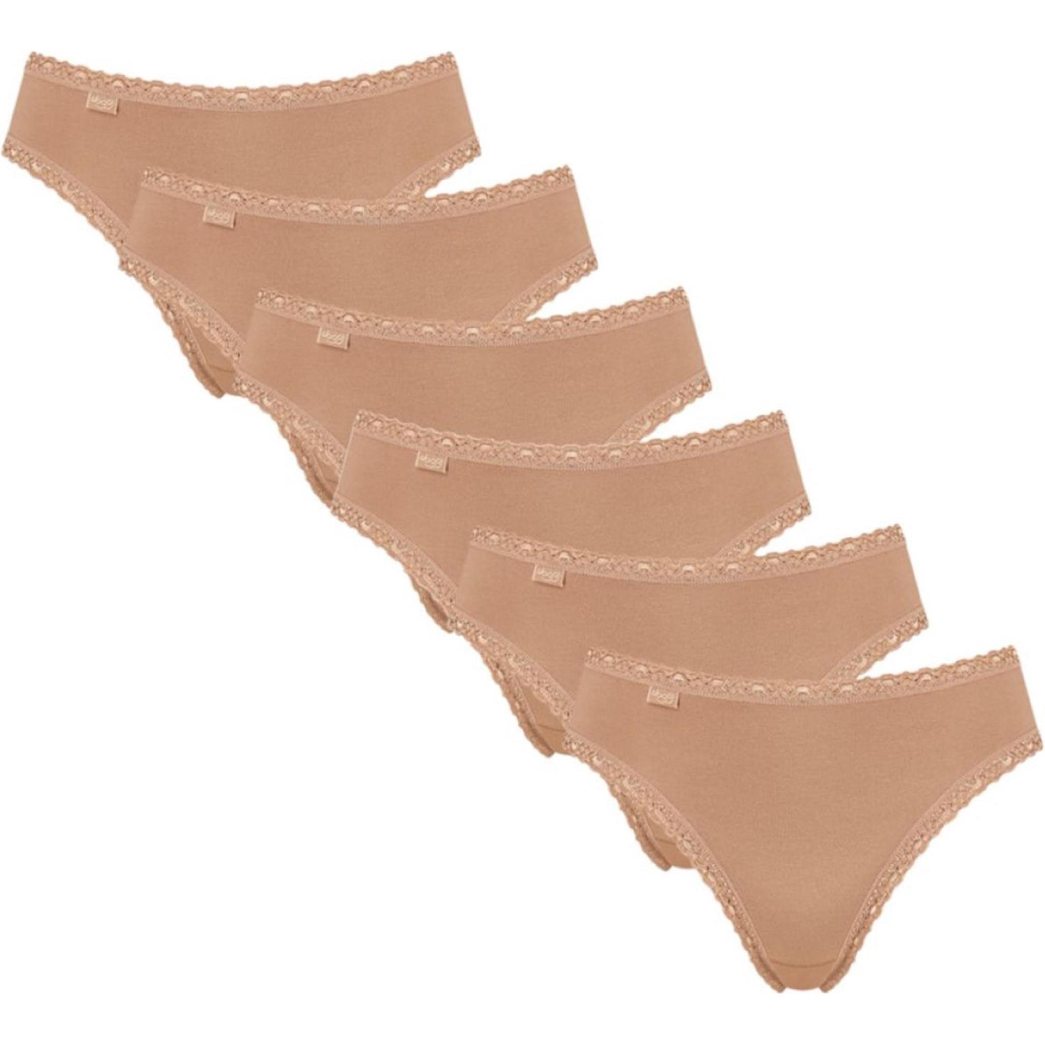 Sloggi, Damen, Unterhosen, 6er Pack 24/7 Cotton Lace Tai Slip, Beige, (38, 6er Pack)