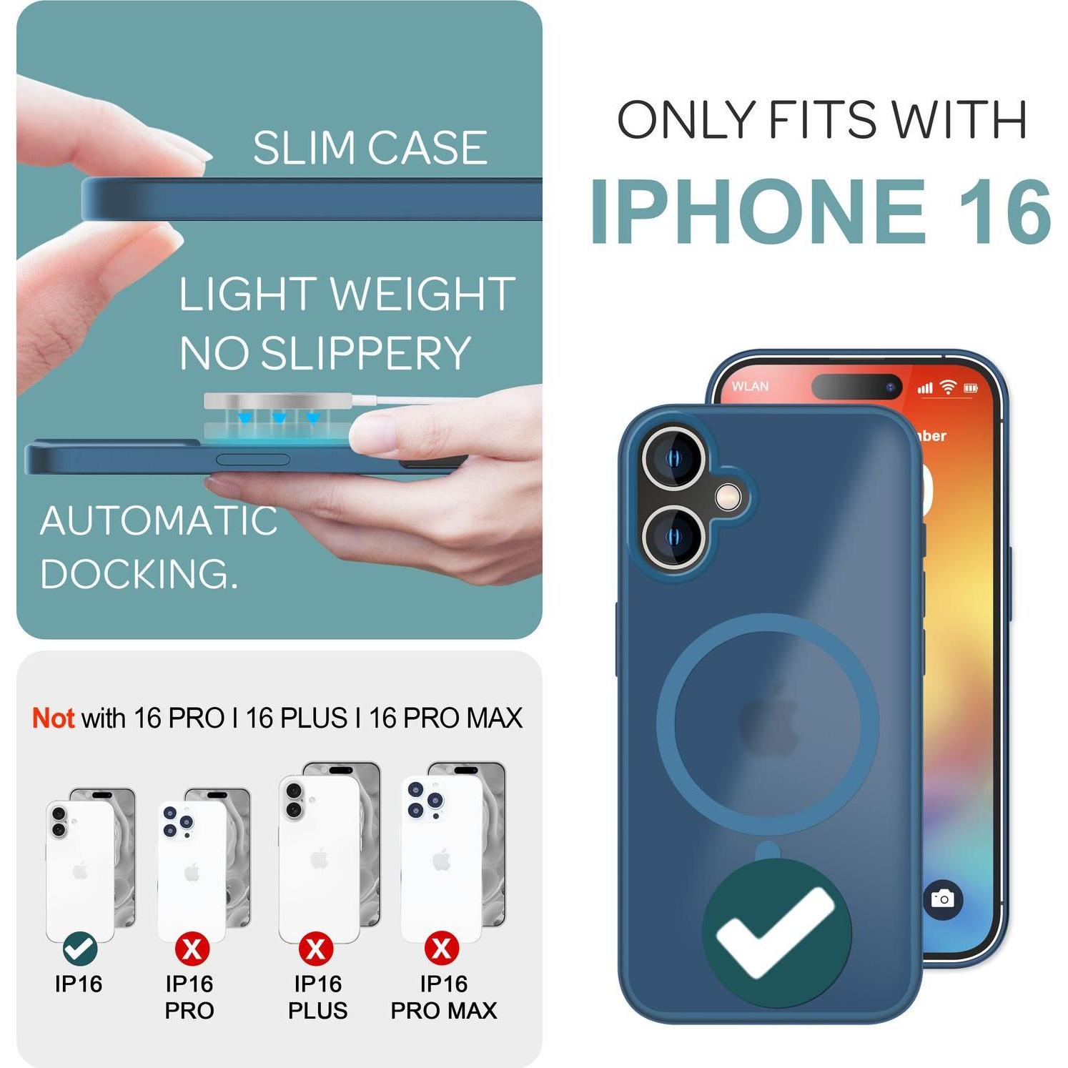 Thumbnail - Nalia Matte Hybrid Hülle mit MagSafe Funktion (Apple iPhone 16), Smartphone Hülle, Blau